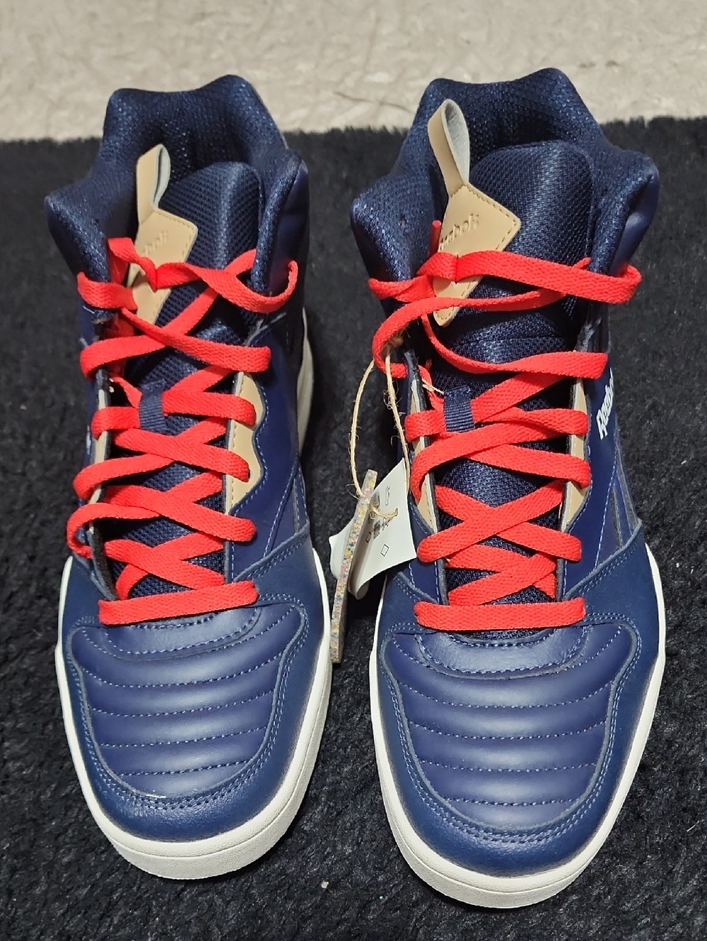 Reebok Men's Navy High-Top Sneakers with Red Laces